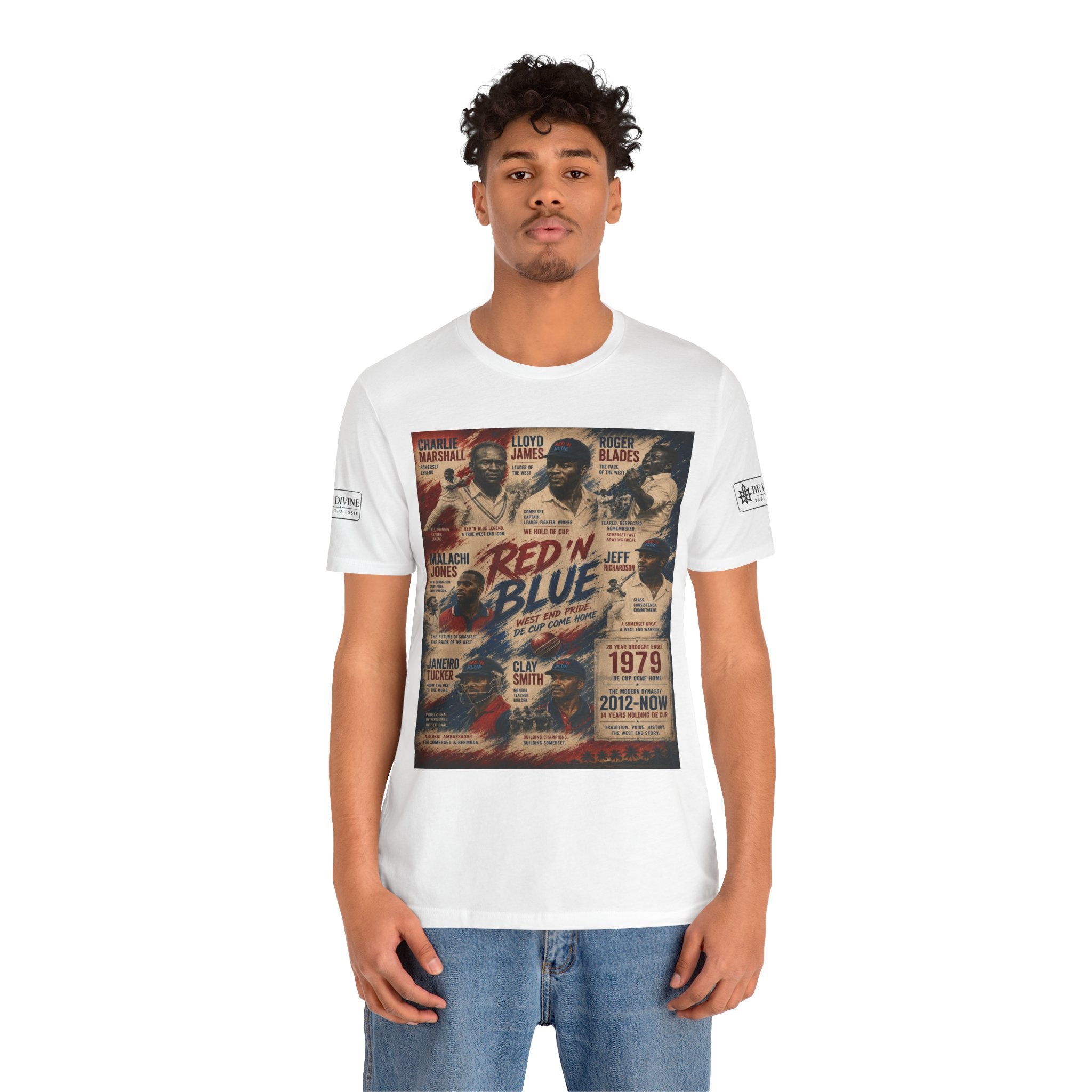 BE DIVINE™ Red ’N Blue Cricket Greats Tee