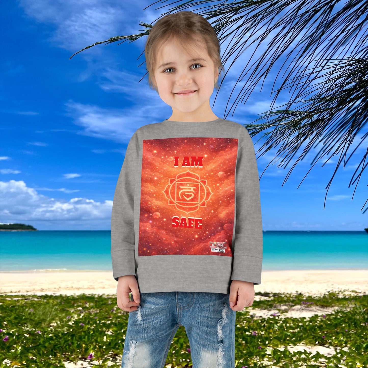 BE DIVINE™ Root Chakra Toddler Long Sleeve Tee | Safety & Security Affirmation Shirt