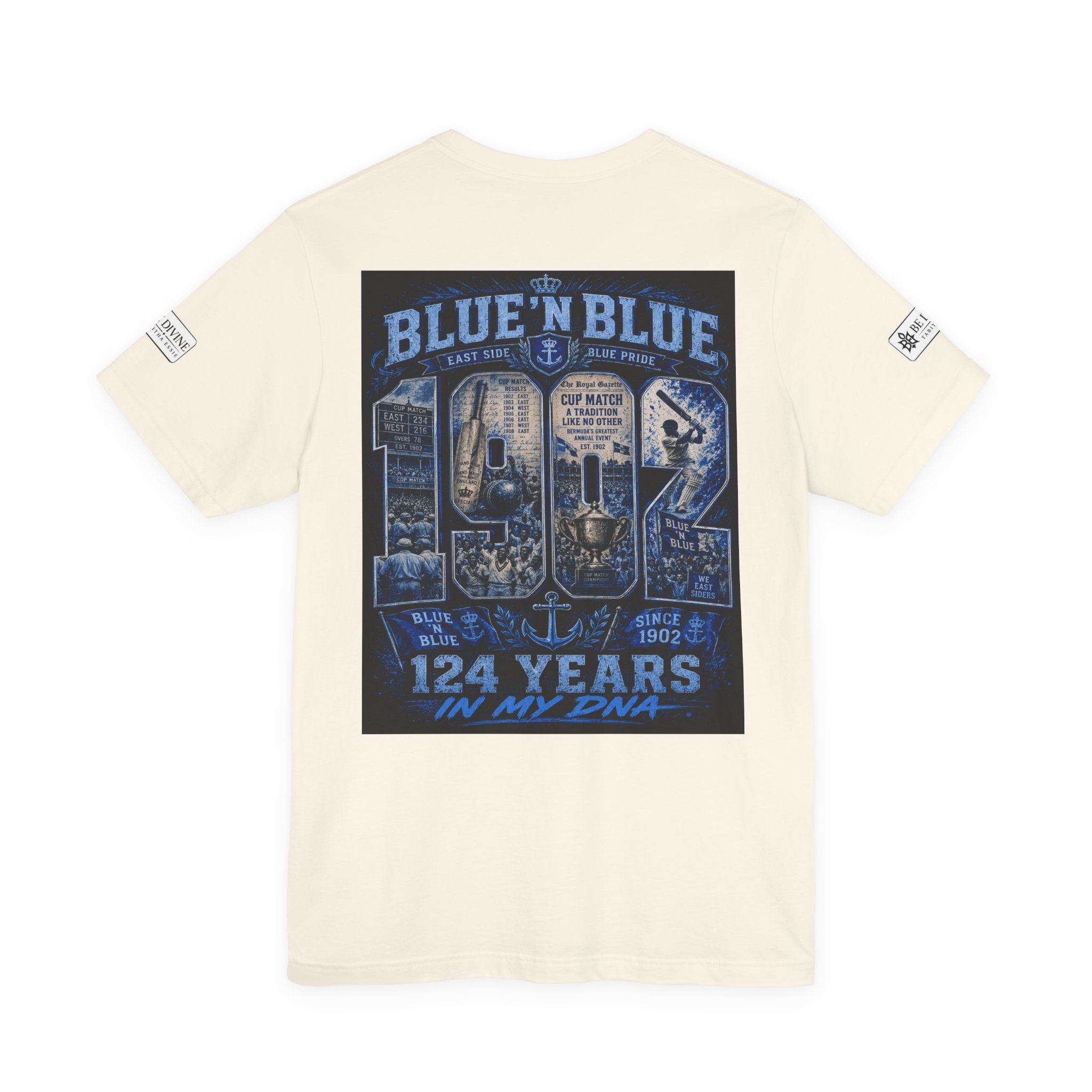 BE DIVINE™ Blue 'N Blue Cricket Greats Heritage Tee – Front & Back Collector Edition