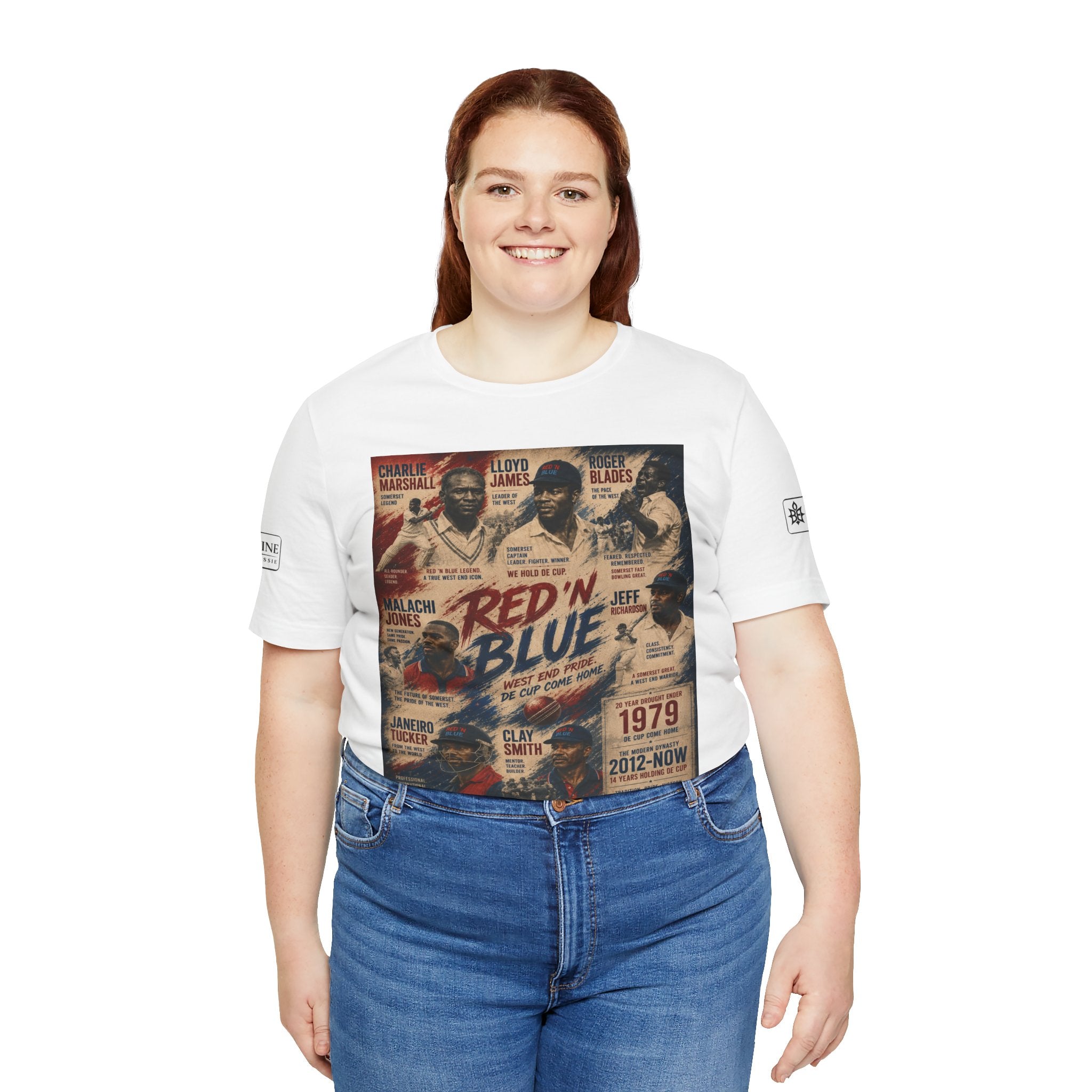 BE DIVINE™ Red ’N Blue Cricket Greats Tee