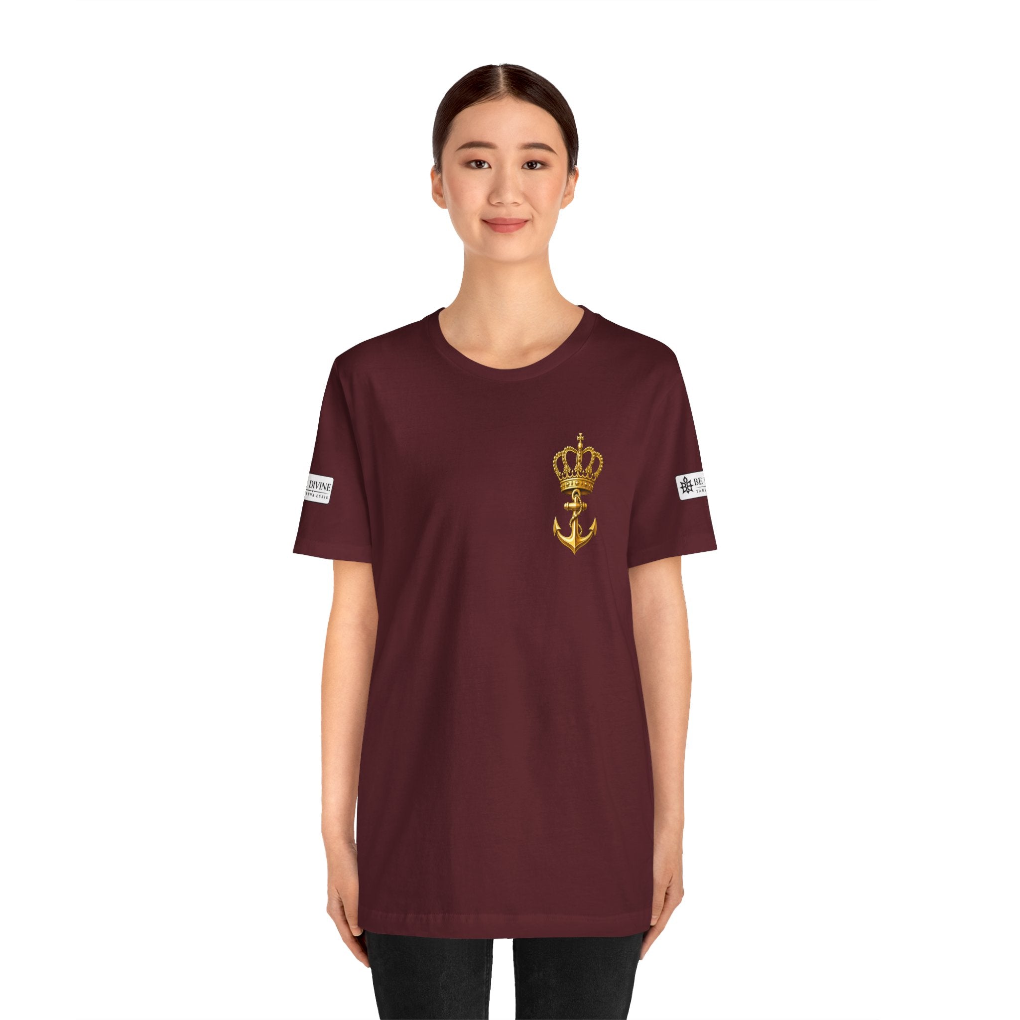BE DIVINE™ Premium Minimal Crown 'N Anchor Tee – Black & Gold Edition