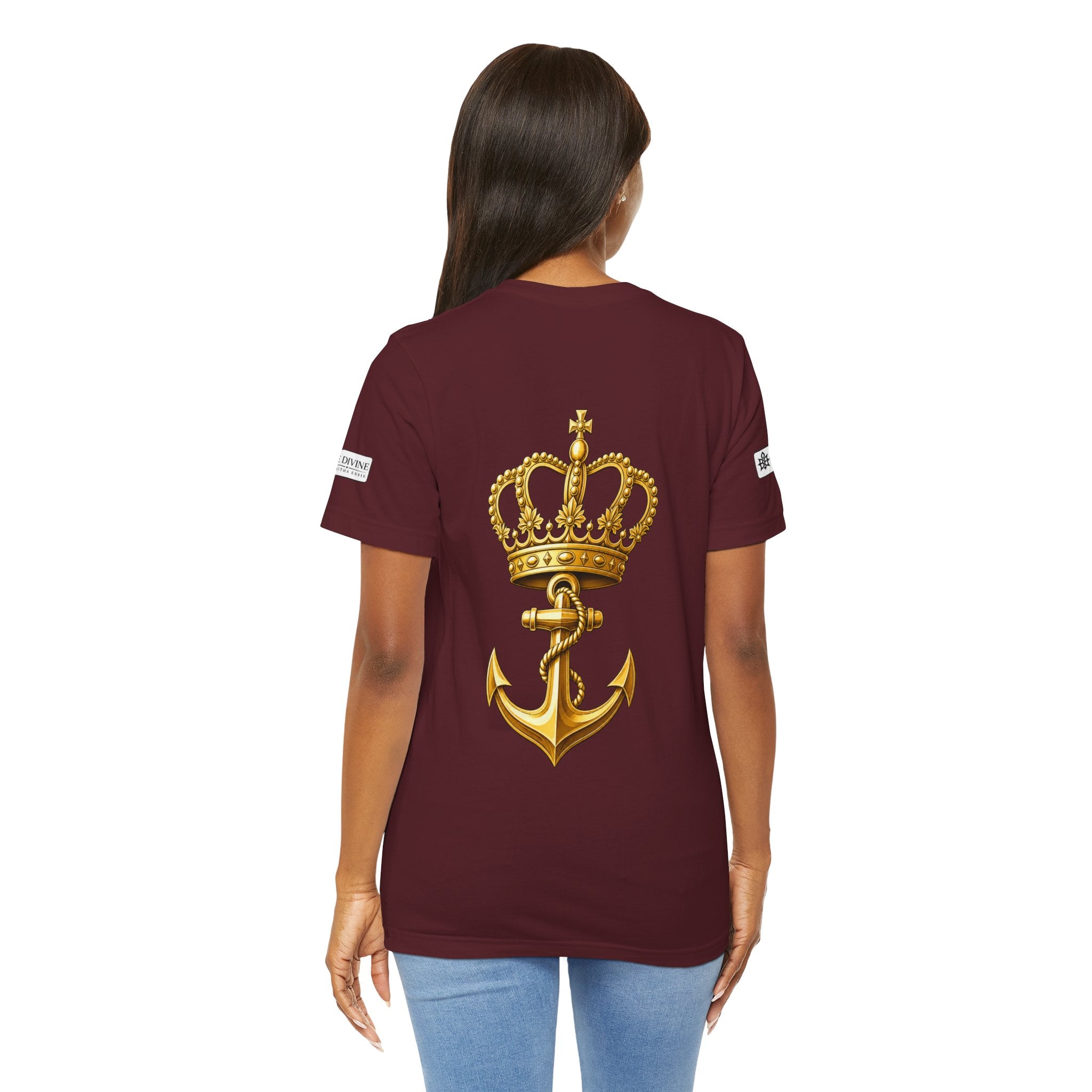 BE DIVINE™ Premium Minimal Crown 'N Anchor Tee – Black & Gold Edition