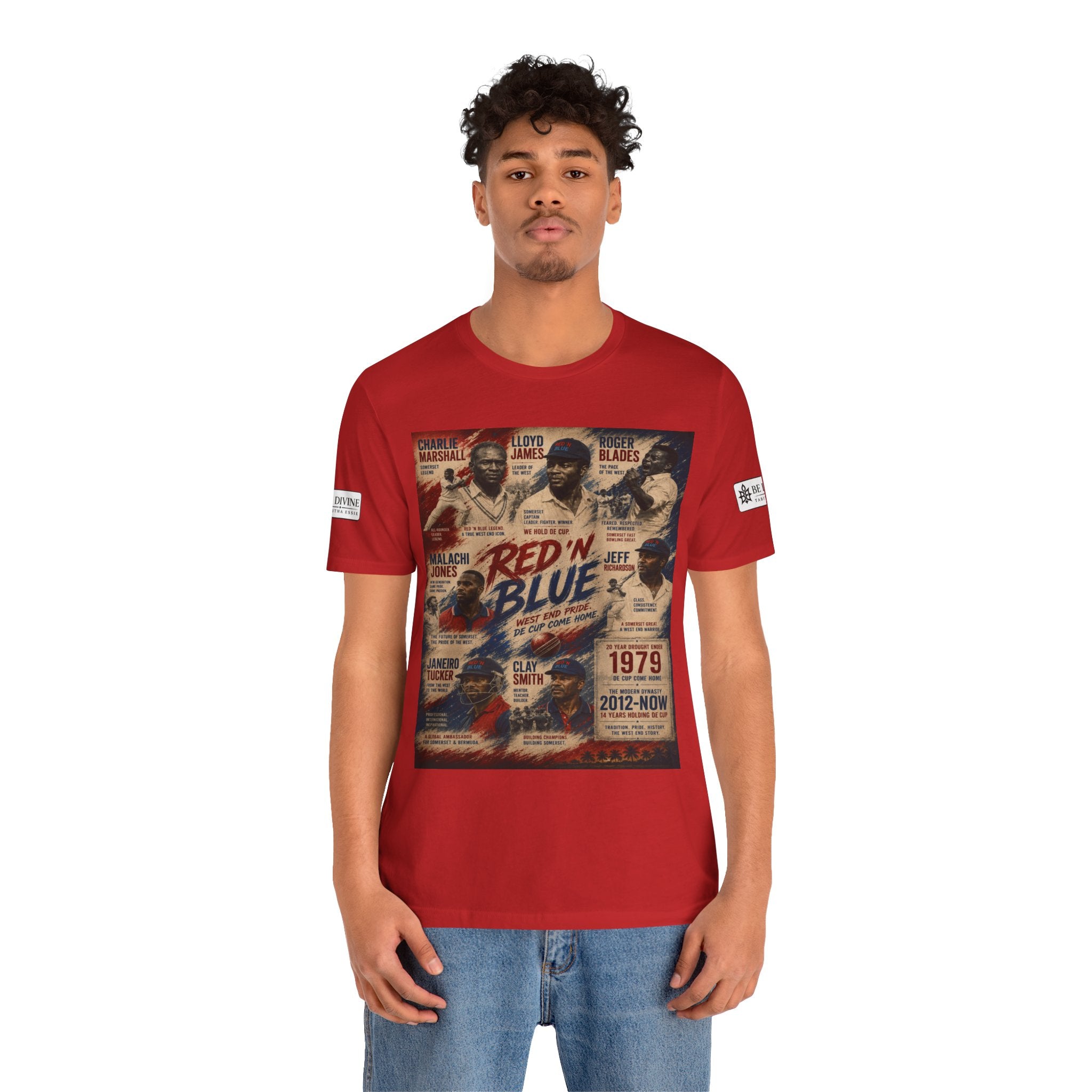 BE DIVINE™ Red ’N Blue Cricket Greats Tee