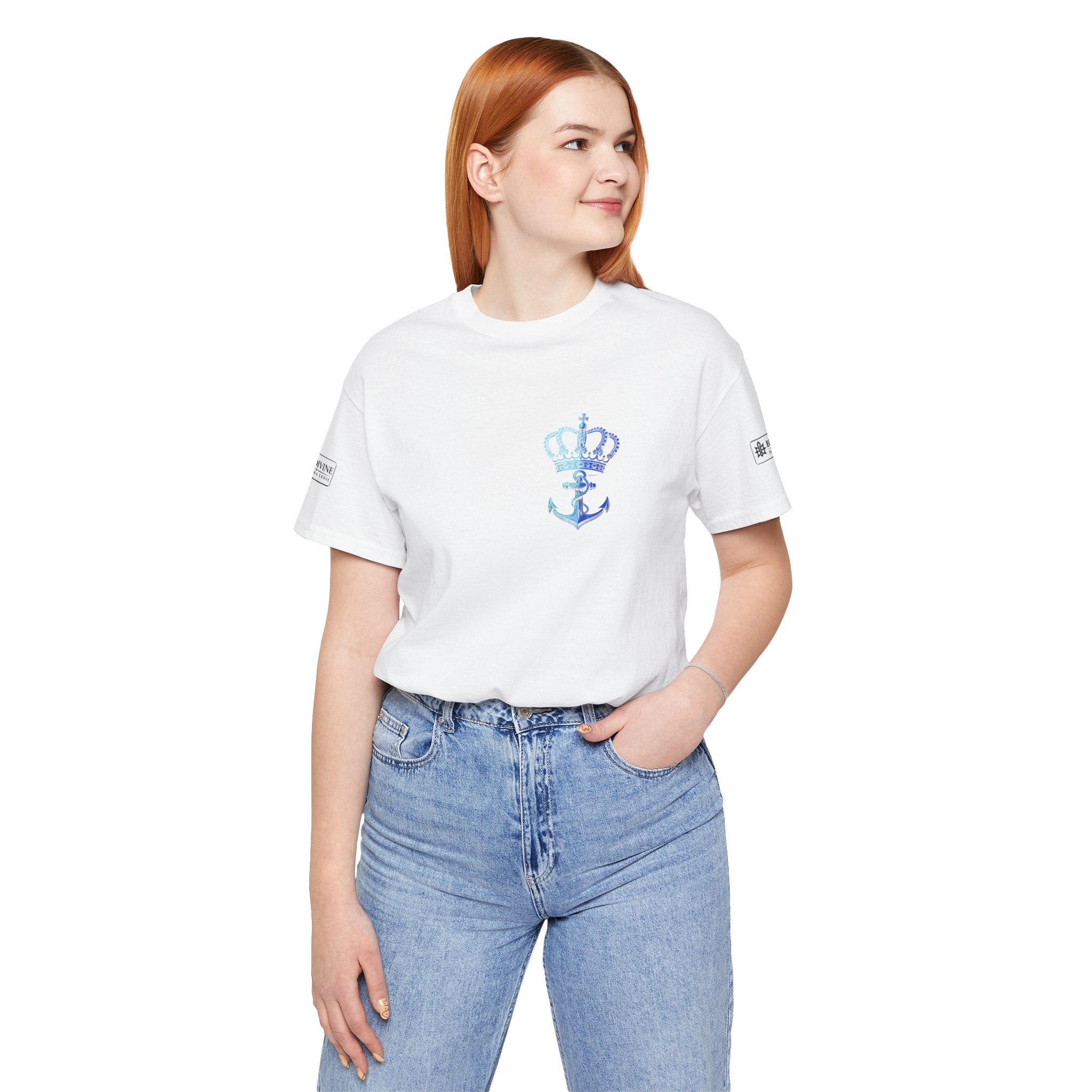 BE DIVINE™ Premium Minimal Crown 'N Anchor Tee – Blue 'N Blue Edition