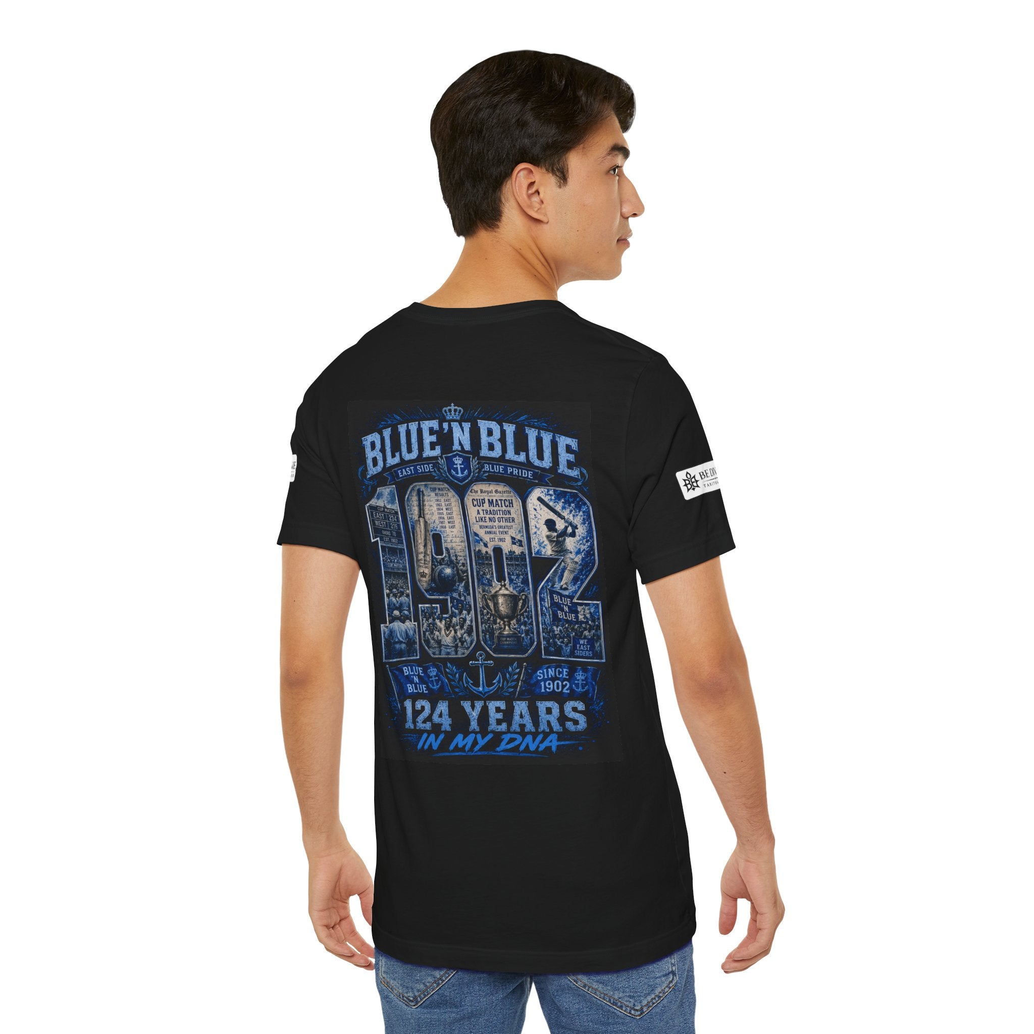 BE DIVINE™ Blue 'N Blue Cricket Greats Heritage Tee – Front & Back Collector Edition