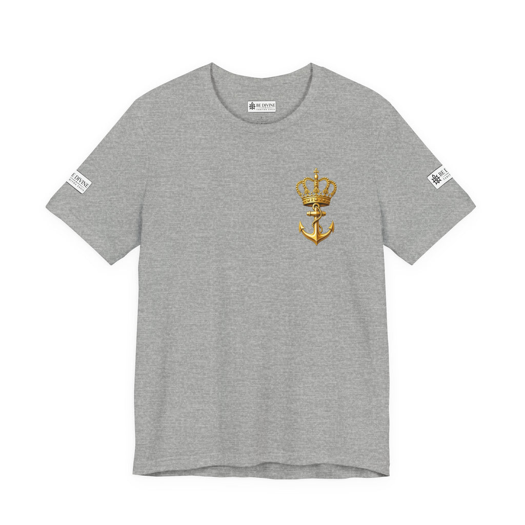 BE DIVINE™ Premium Minimal Crown 'N Anchor Tee – Black & Gold Edition