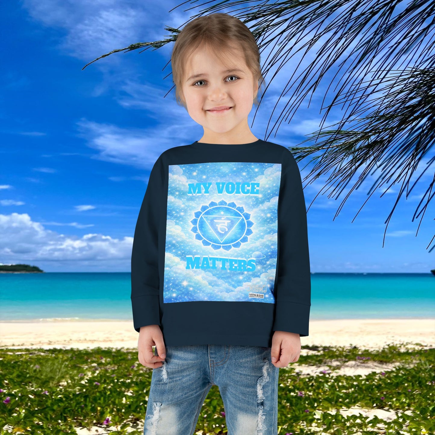 BE DIVINE™ Throat Chakra Toddler Long Sleeve Tee | Communication & Self-Expression Shirt