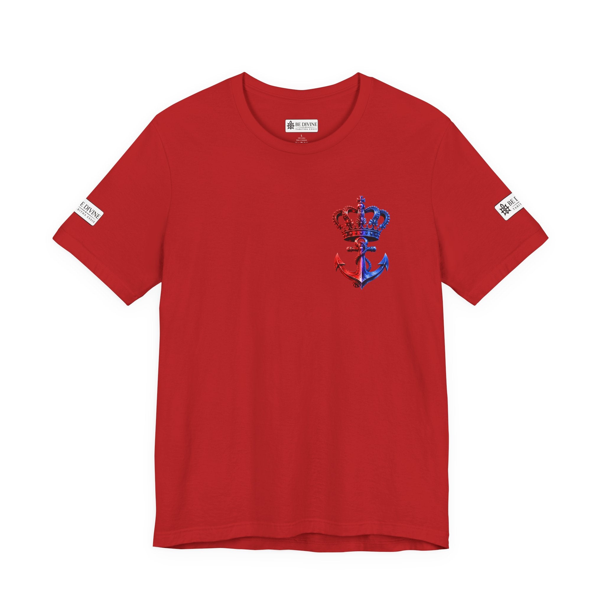 BE DIVINE™ Premium Minimal Crown 'N Anchor T-Shirt – Red 'N Blue Edition