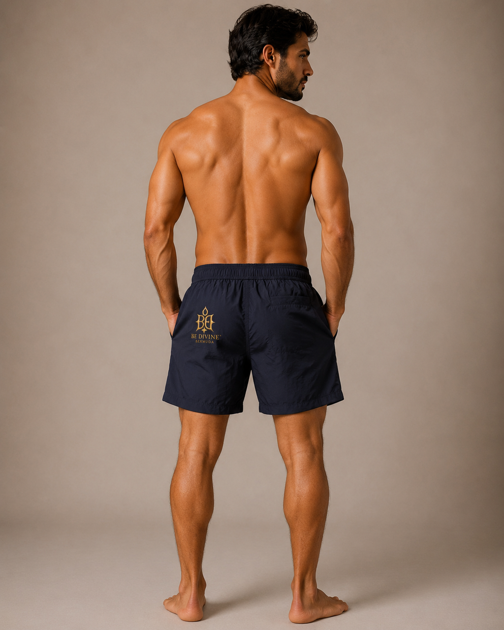 BE DIVINE Bermuda Luxury Embroidered Swim Shorts