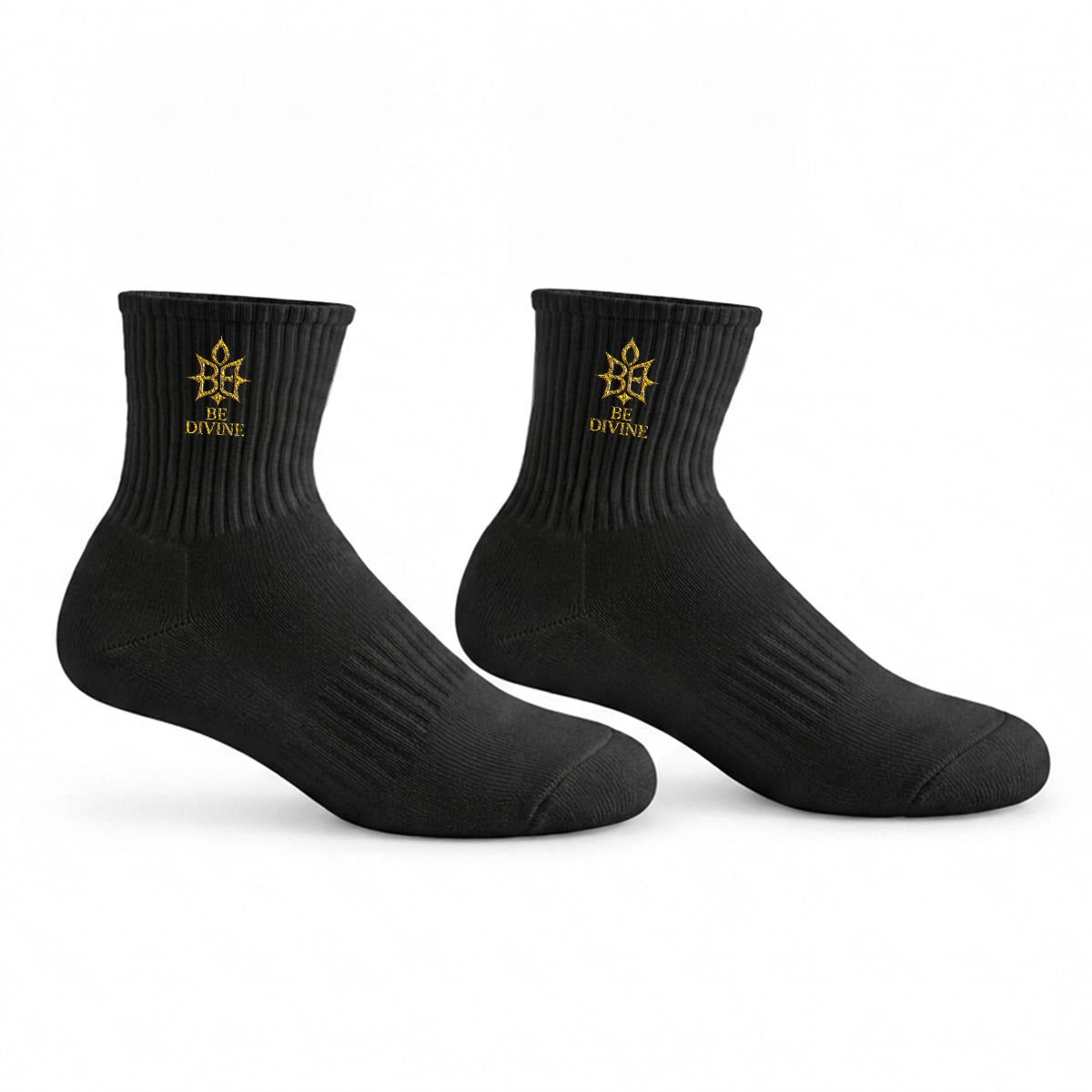 BE DIVINE™ Heritage Embroidered Crew Socks | Premium Gold Designer Socks by Tabitha Essie