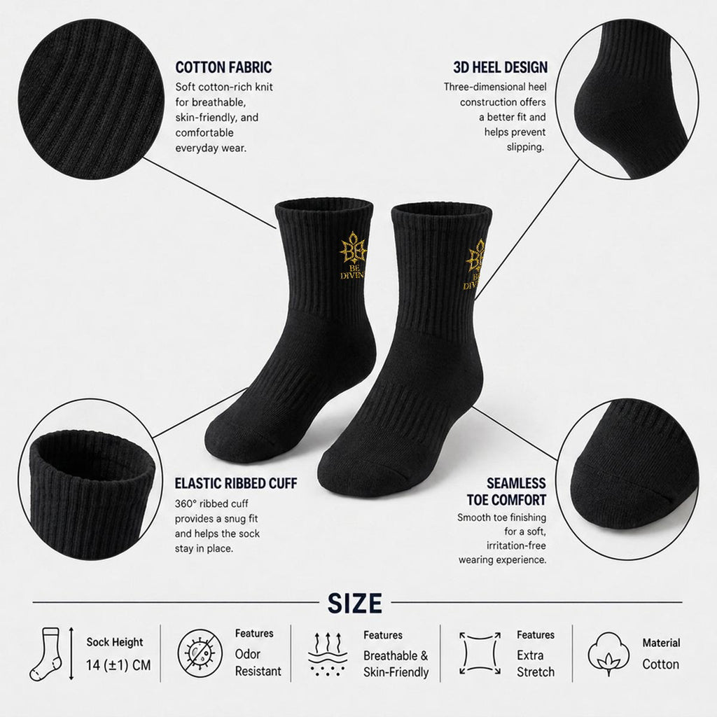 BE DIVINE™ Heritage Embroidered Crew Socks | Premium Gold Designer Socks by Tabitha Essie